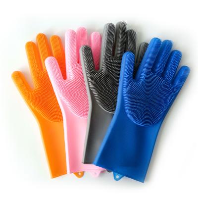 China Eco-friendly Scrubber Washing Brush Silicone Dishwashing Cleaning Mitt for sale