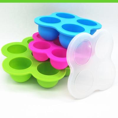 China Viable Auxiliary Creative Pattern Ice Popsicle Ice Box Silicone Food Box Silicone 7 Hole Baby Food Auxiliary Dish for sale