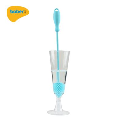 China Long Handle Washing Cup Silicone Viable Bottle Kitchen Small Baby Bottle Cleaning Brush for sale