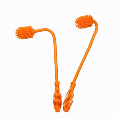 China Sustainable Wholesale BPA Free Long Handle Reusable Bendable Silicone Durable Bottle Cleaning Brush for sale