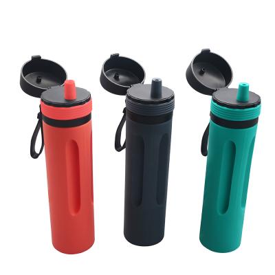 China Wholesale Viable 580ml BPA Free Reusable Portable Shaker Silicone Rubber Water Bottle for sale