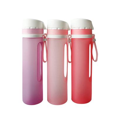 China Logo Sport Water Bottle Silicone Customized Viable Drinking Water Bottle 580Ml for sale