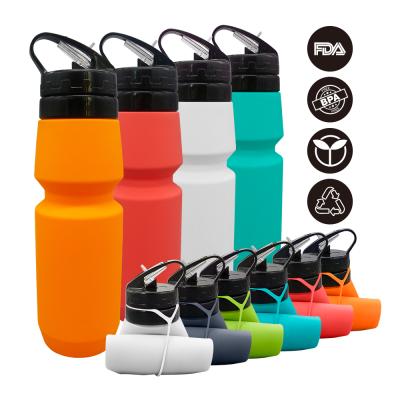 China BPA Free Silicone Viable Leakproof Collapsible Water Bottle For Outdoor Sports Hiking Camping for sale