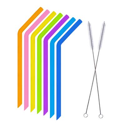 China 2020 Amazon Hot Fancy Double Large Double Juice Organic Folding Reusable Silicone Foldable Tender Drinking Straws for sale