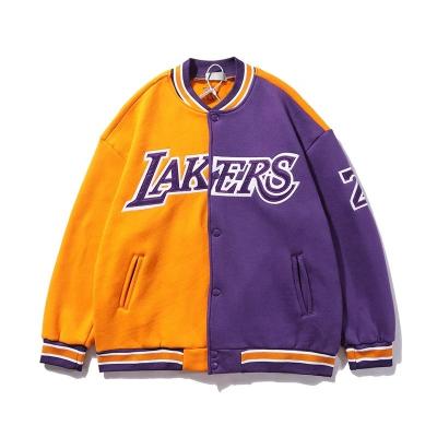 China 2021 spring winter new letter cotton baseball uniform color matching QUICK DRY basketball jacket sports loose wind couple models for sale