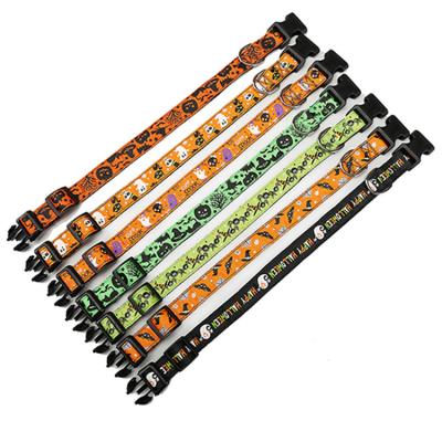 China Padded Padded Dog Collar for Halloween Thanksgiving and Christmas Adjustable Soft Pet Collars with Festival Element Patterns for sale