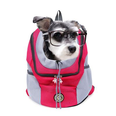 China Outdoor Dog Front Mesh Backpack Double Shoulder Dog Travel Backpack Breathable Portable Main Bag Carrier for sale