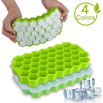 China Stocked 37 Cavity Honeycomb Shape Food Grade Silicone Resin Ice Cube Tray Ice Cream Lolly Molds for sale