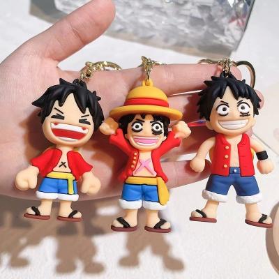 China New Style Fashional Souvenir Gifts 5 Designs Key Chain Silicon Doll Toy Pendant Gift One Piece PVC Key Chain Wholesale Car Luffy Bag for sale