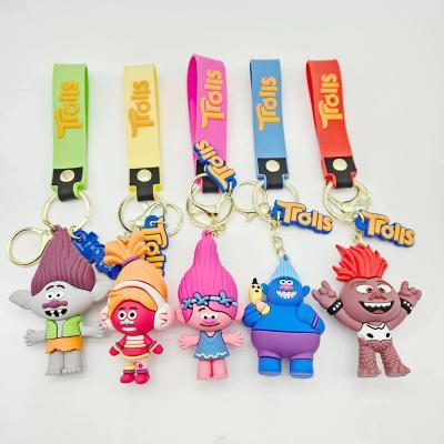 China Fashional Souvenir Gifts New Arrival 3D Cartoon Promotional Cute Doll Key Chain Anime 2023 Fishing Rubber Car Pendant Key Chain for sale