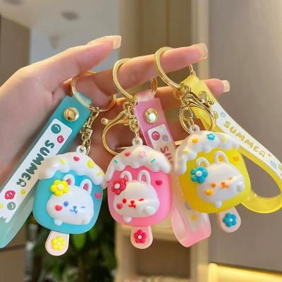 China Fashional souvenir gifts fashion 3d rabbit ice cream key chain for sale