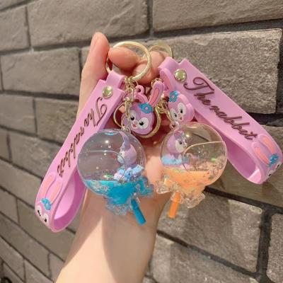 China Cute Acrylic Tea Keychains Cat Cup Bottle Key Chain Fashional Souvenir Gifts Wholesale Cartoon Bubble Floating Liquid Key Chain for sale