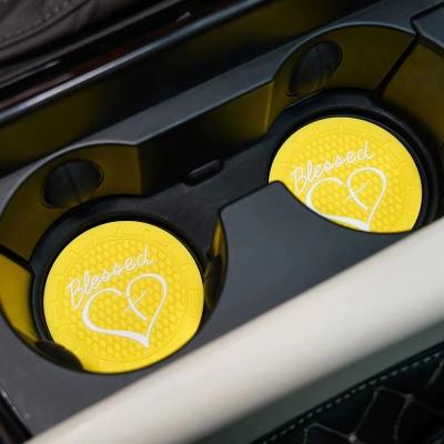 China Stored Car Drinks Coaster Cup Anti Slip Insulation Cup Mats Vehicle Auto Interior Accessory Insert Auto Coaster Holder for sale