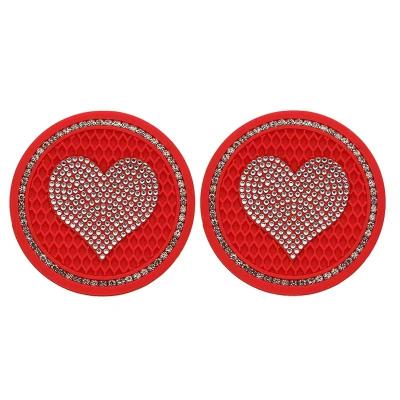 China Stocked Round Heart-Shape Car Water Cup Pad For Bottle for sale