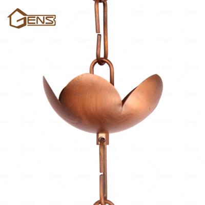 China Garden Decoration Monarch Lotus Pure Copper Watering Chain And Rain Chain For Gutter System for sale