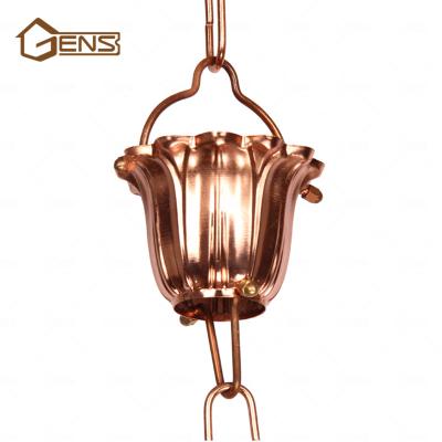 China Lotus Design Cup For Garden Decor Flower Drainage And Rain Gutter And Copper Rain Chain for sale