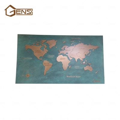 China Wall Decor Global Copper World Map With Lighting For Wall Decor for sale