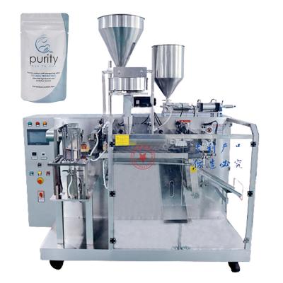 China Automatic food doypack premade bag stand up pouch honey oil paste sauce filling machines water bag plastic filling sealing machine for sale