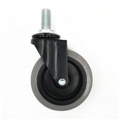 China Modern 3 Wheel 75mm Gray Wheel Castor Black Castor Inch Swivel Ring Stem TPR for sale