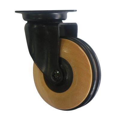 China 3 Inch Top Flat Modern Chinese Suppliers Wooden Wheel Caster With Brake for sale