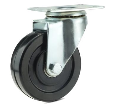 China Flat Free Standard Solid Wheels Rubber Swivel 3 Inch Esd Caster For Trolley Cart for sale