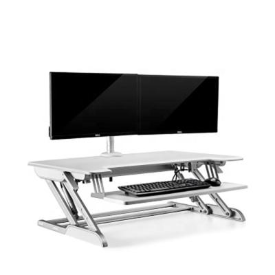 China (Height)Adjustable cold-rolled steel and wood adjustments dual monitors sit to up position of desktop converter for sale