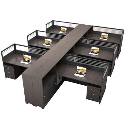 China Modern Staff Table With Drawers Office Table For 6 Person for sale