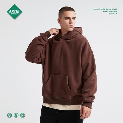 China Anti-wrinkle 330g winter and spring popular solid color cotton hooded sweater thick men's long sleeve hoodie for sale