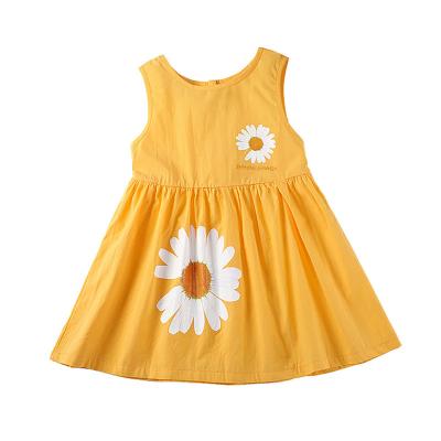 China Breathable Girls Dress Summer New Customize Little Daisy Cartoon Korean Version Of Cotton Children'S Baby Vest Sleeveless Skirt for sale