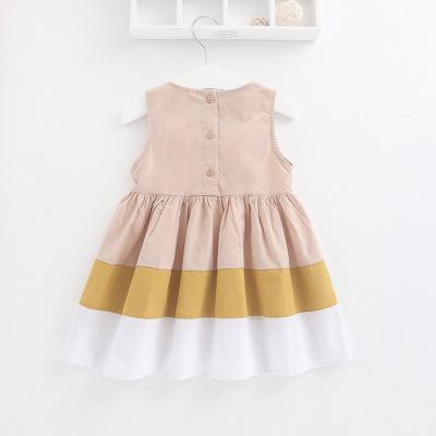 China New Summer Girls Spring Skirt Cotton Princess Color Matching Dress Breathable Striped Casual Sleeveless Dress for sale