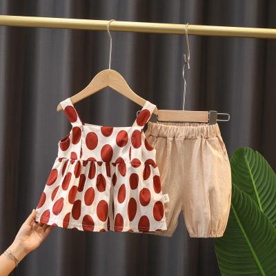 China Wholesale Children's Suit 2pcs Summer Girls Shirts Cute Style Baby Vest Shorts Girls Clothing Sets for sale