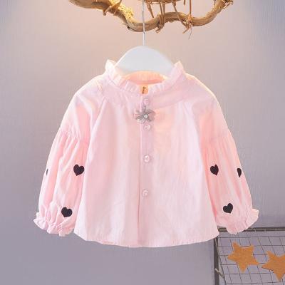 China Wholesale Anti-wrinkle Kids Clothing Turn-down Collar Embroidery Solid Color Long Sleeve Babies Shirts for sale