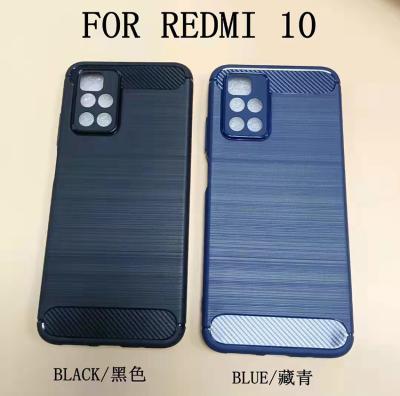 China Shockproof Wire Drawing Carbon Fiber TPU Soft Phone Case Cover For Xiaomi Redmi 10 for sale