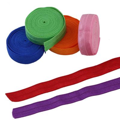 China Factory Wholesale Multicolor 15mm High Elasticity Elastic Fold Over Elastic Ribbon Band for sale