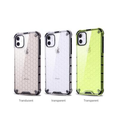 China Customized Non-Yellowing Honeycomb High-precision Shockproof Texture Cell Phone Translucent Case for sale