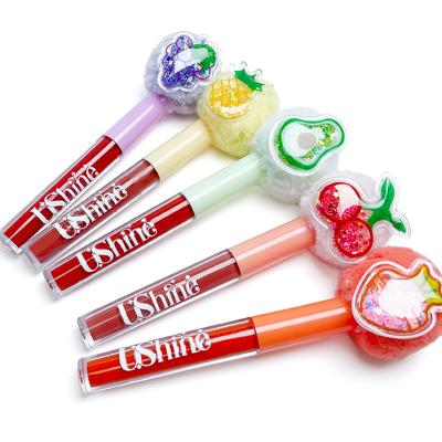 China New Durable Matte Lip Glaze Fruit Plush Head Lip Gloss that Does Not Stick to Cup or Lipstick ULG009 for sale