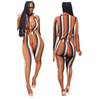 China QUICK DRY Autumn Women' S Temperament Stripe Fashion Casual Tight Suit for sale