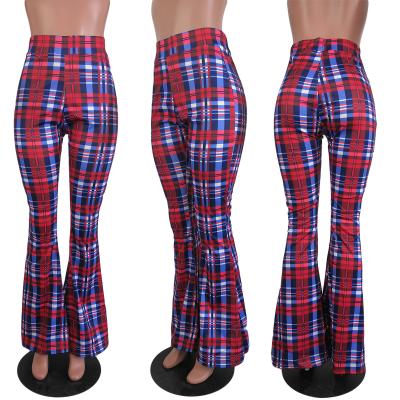 China Yy5161 QUICK DRY Women's Classic Casual Women's Flared Pants Plaid Printed Trousers for sale