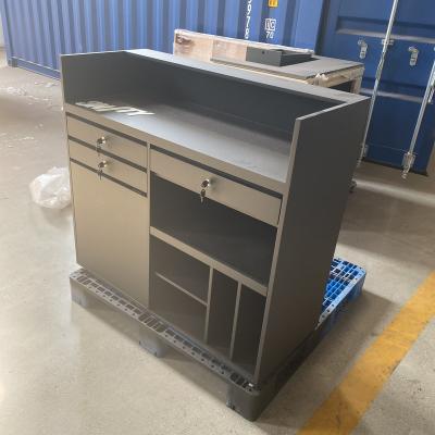 China Metal Porcelain Display Counters Retail Display Counters Cashier Table for sale