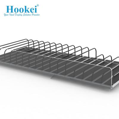 China Auto-Front Gravity Fed Metal+Plastic Display Roller Shelf Lifter Slides Gravity Roller Shelf For Supermarket for sale