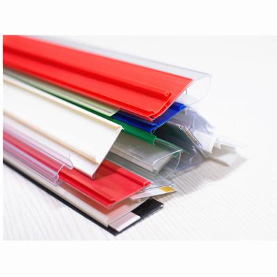 China Supermarket PVC Plastic Self Adhesive Flat Store Extruded Data Strip Supermarket Label Holder Shelf Price Tag Ticket Holder for sale