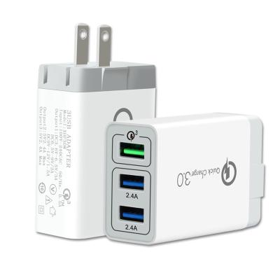 China Mobile Phone Travel 3 USB QC 3.0 Quick Mobile Phone Charger for sale