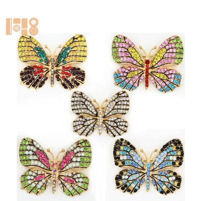 China Hot Selling Colorful Fashion Brooch Rhinestone Butterfly Brooch for sale