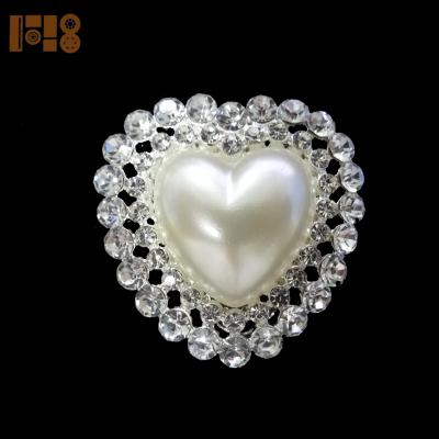 China Fashion Wholesale Silver Heart Pearl Rhinestone Brooch Scarf Clip For Scarf Clip for sale