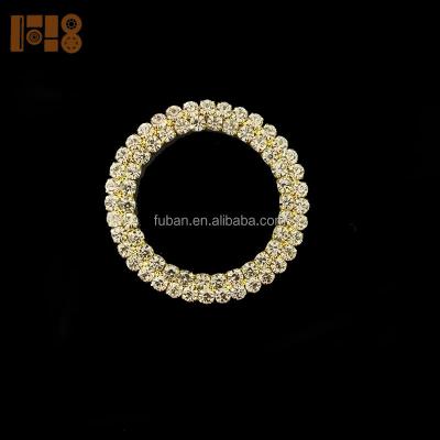 China The 2 rows nickel free around gold metal rhinestone sliver buckle to wedding for sale