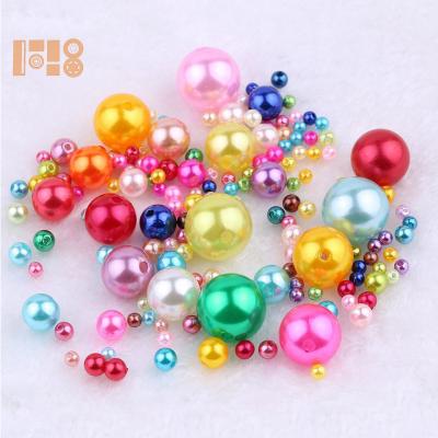 China Mix Color Mix Size ABS Flat Back Bead Beads Craft Series 4/5/6/8/10/12/14/16/16mm With Hole Bead Beads for sale