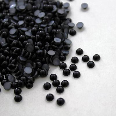 China Wholesale 8mm 10mm 12mm flatback flat back half around loose black plastic bead beads for sale