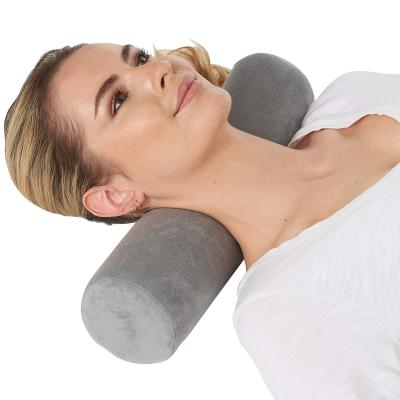 China Custom Round Neck Bolster Pillow Memory Foam Roll Memory Foam Anti-Apnea Logo And Size Massage Neck Rest Sleep Support for sale