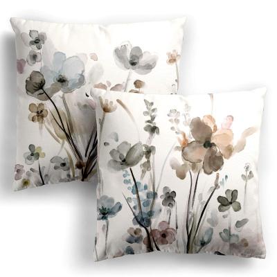 China Anti Dust Mite Flowers Pillow Cases Modern Decorative Square Cushion Cases For Sofa Couch Bedroom Living Room Car for sale