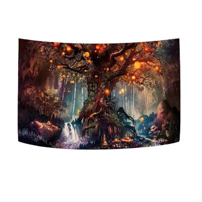 China Custom Printed Logo Wall Hanging Custom Blanket Tapestry For Home Decor Fabric Mushroom Tree for sale